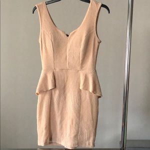 Taupe/Gold sparkle colored mini dress.